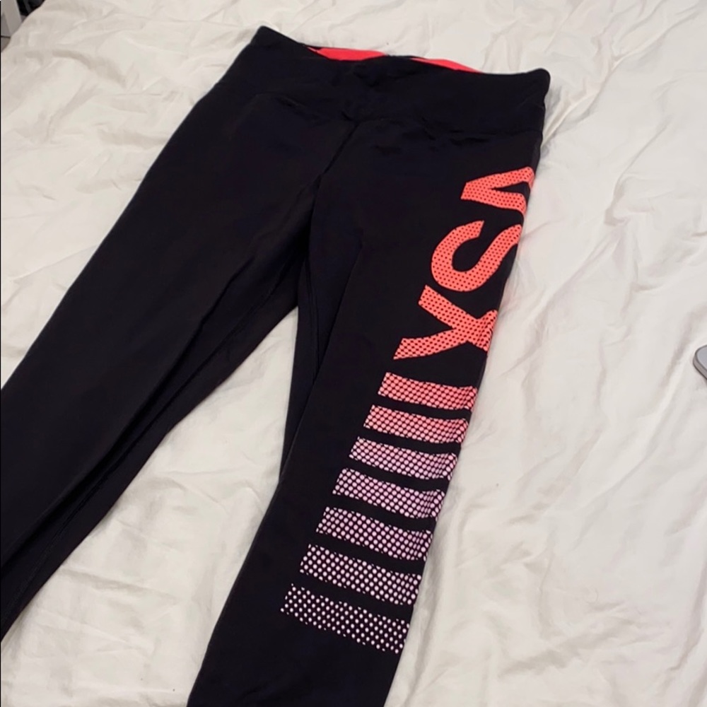 Victoria secret sport legging black with pink
